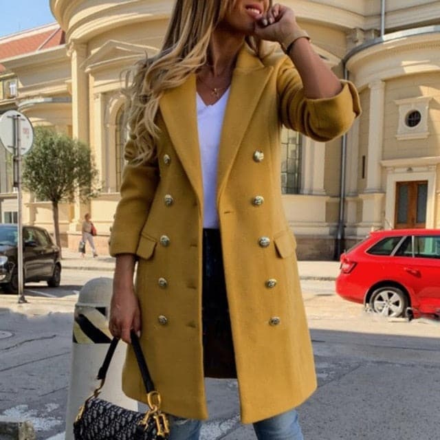 Double Breasted Faux Wool Blends Coats