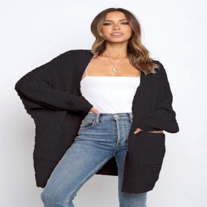 Pockets Long Sleeve Loose Knitted Sweaters