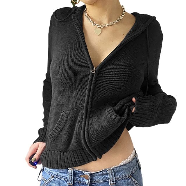 Dressbetty - Braun Solide Mit Pullover Frauen Herbst Winter Laterne Sleeve Zip Up Jacke Strickjacke Hoodies