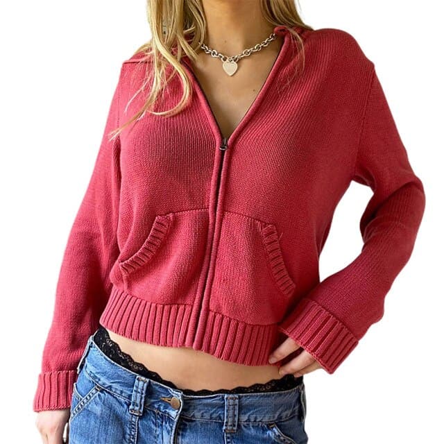 Dressbetty - Braun Solide Mit Pullover Frauen Herbst Winter Laterne Sleeve Zip Up Jacke Strickjacke Hoodies