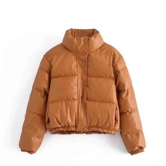 Thick Warm Short Black Pu Leather Coats
