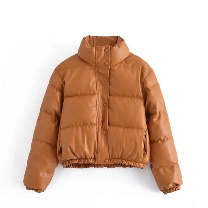 Thick Warm Short Black Pu Leather Coats