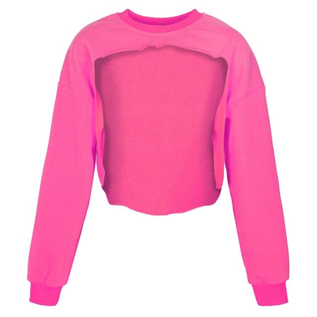 Irregular Cut Out New O-neck Hoodies