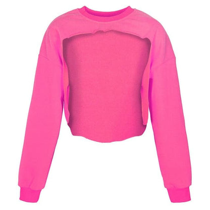 Irregular Cut Out New O-neck Hoodies