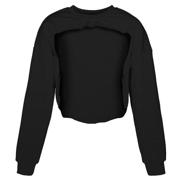 Irregular Cut Out New O-neck Hoodies