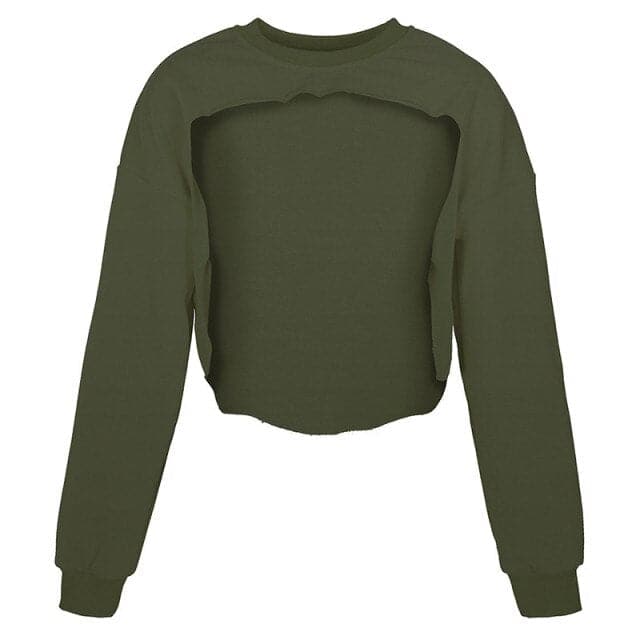 Irregular Cut Out New O-neck Hoodies