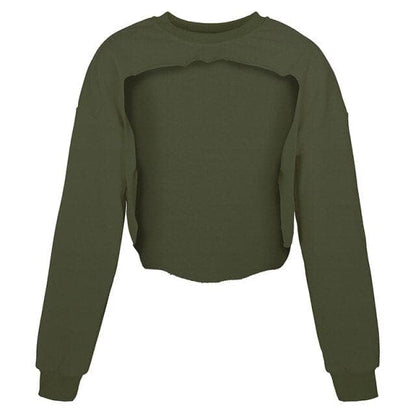 Irregular Cut Out New O-neck Hoodies