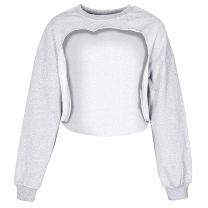 Irregular Cut Out New O-neck Hoodies