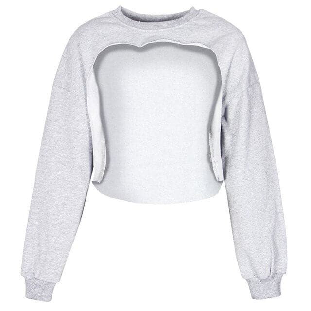 Irregular Cut Out New O-neck Hoodies