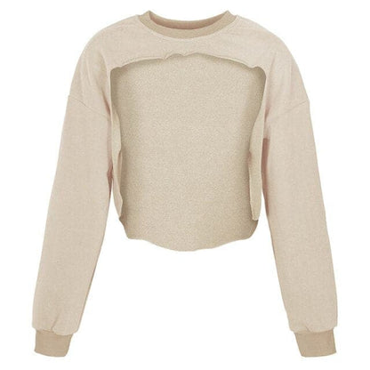 Irregular Cut Out New O-neck Hoodies