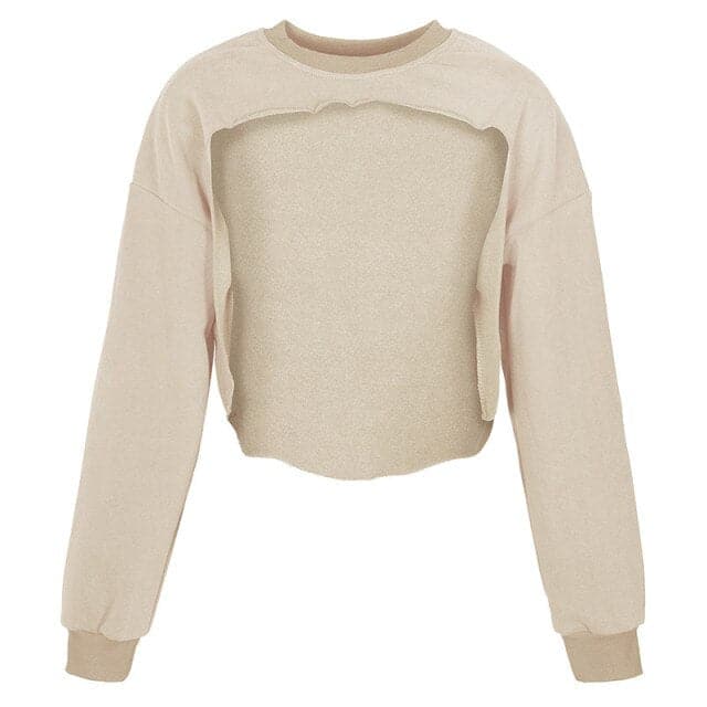 Irregular Cut Out New O-neck Hoodies