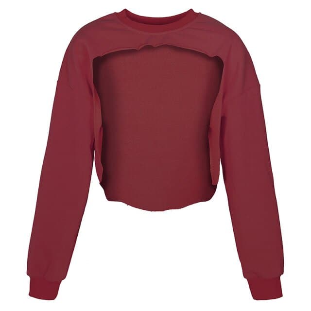 Irregular Cut Out New O-neck Hoodies