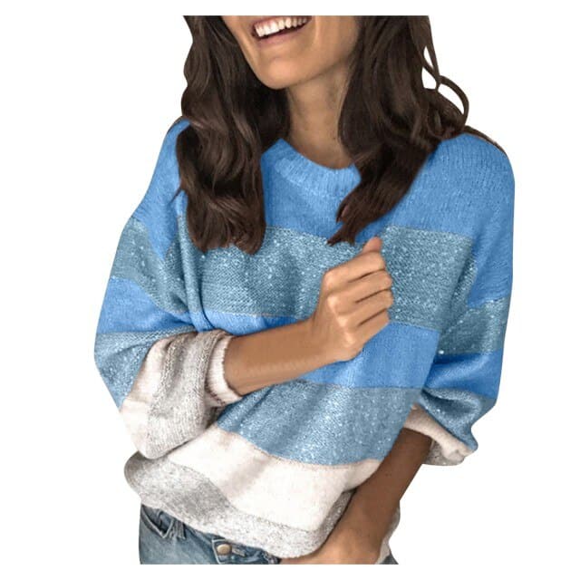Dressbetty - Sweaters Korean Harajuku Loose Stripe Stitching Commute Jacquard Knitted Pullover Jumper