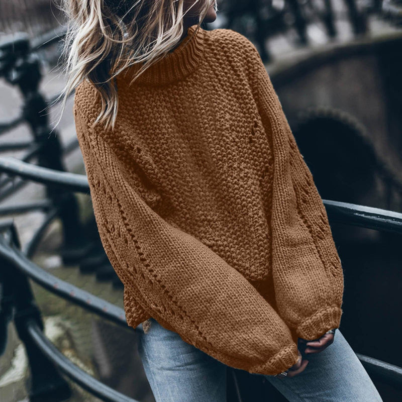Dressbetty - Pullovers Round Neck Long Sleeve Hollow Hole Loose Sweater Pullovers Jerseys
