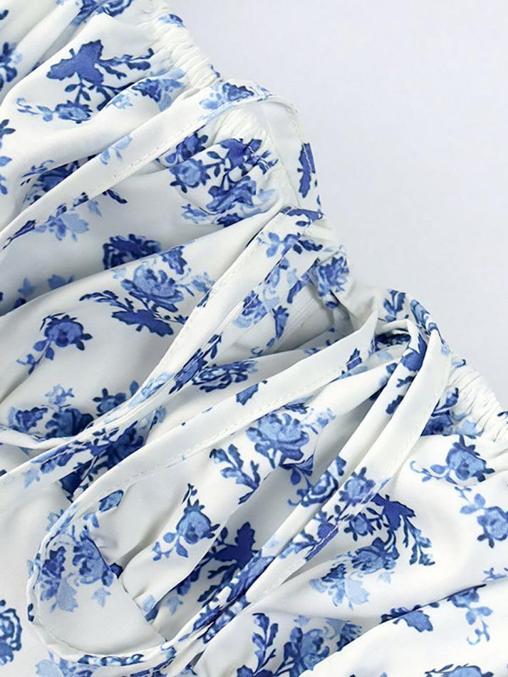 Blue Puff Sleeve Maxi Dress
