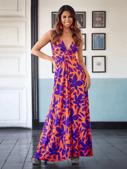 Cynthia V-neck Maxi Dress - Purple