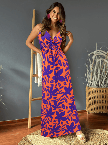 Cynthia V-neck Maxi Dress - Purple