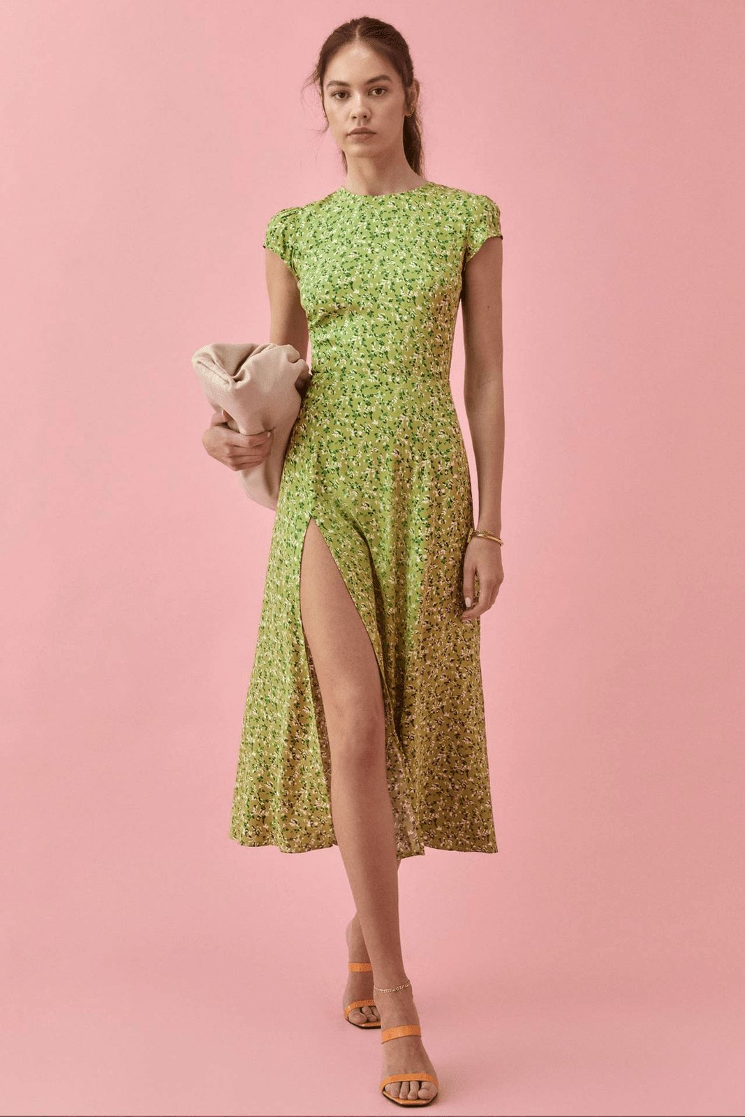 Rachel Printed Round Neck Slit Midi Sundress