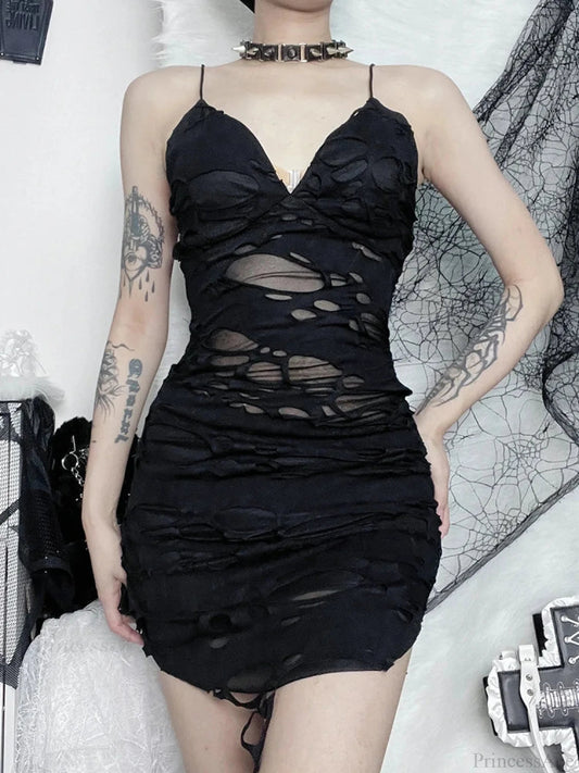 Ragged Strapless Mini Dress