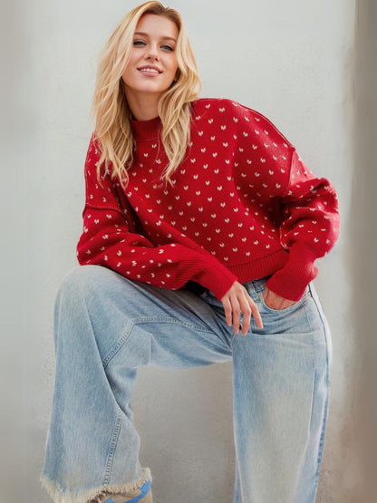 Emmie Crewneck Bow Spot Knit Sweater
