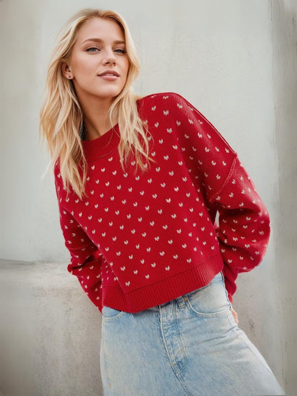 Emmie Crewneck Bow Spot Knit Sweater