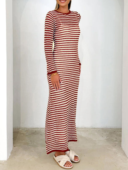 Relax My Way Stripe Sweater Maxi Dress