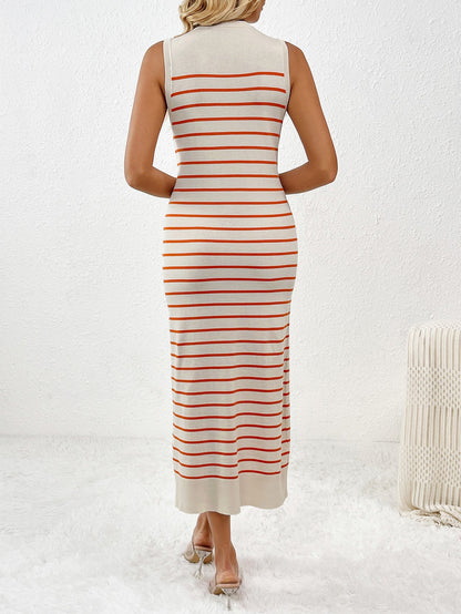 Dancing on Air Striped Knit Midi Dress - Red