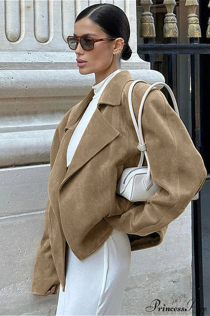 Retro Suede Blazer Collar Loose Work Coat