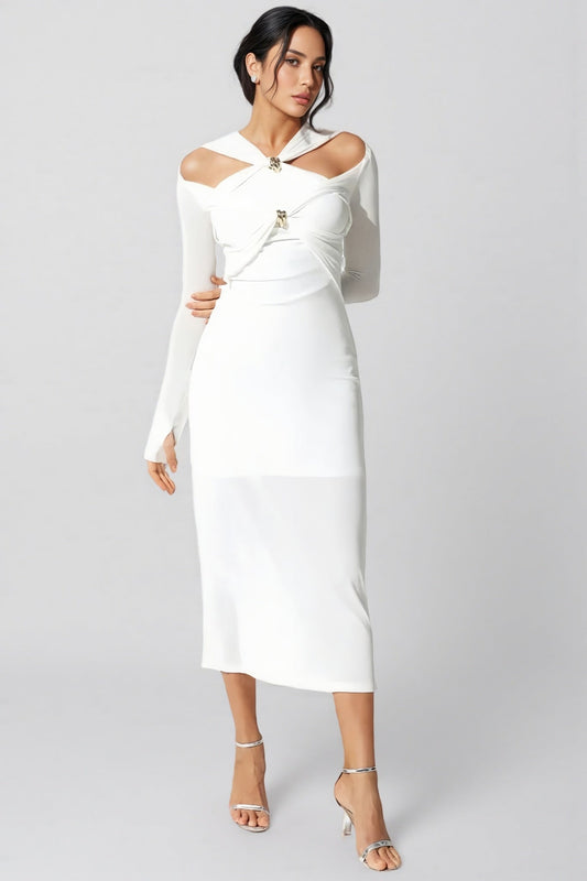 Colour Strappy Maxi Dress-white