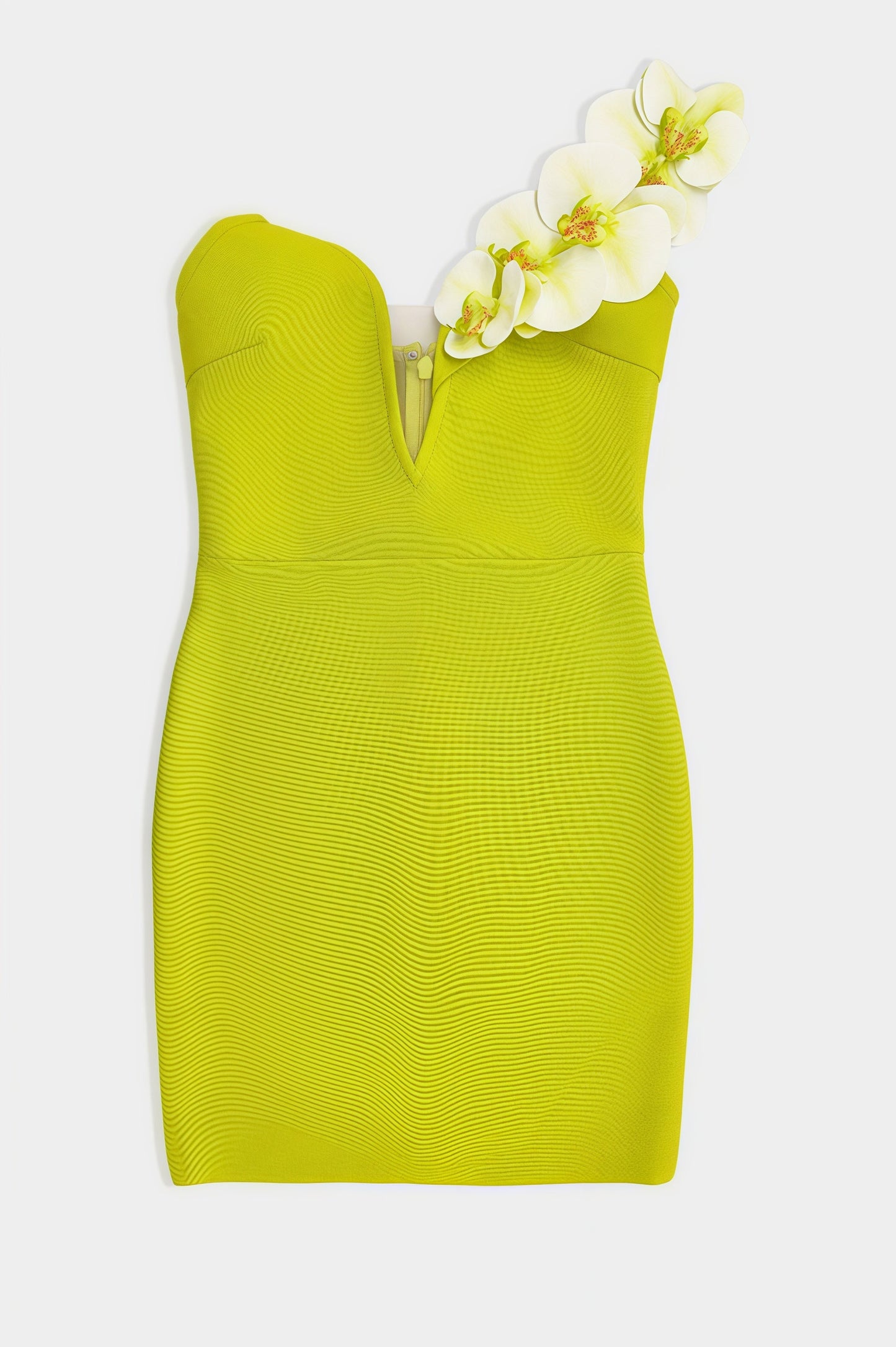 Leifea Green Shoulder 3d Mini Dress