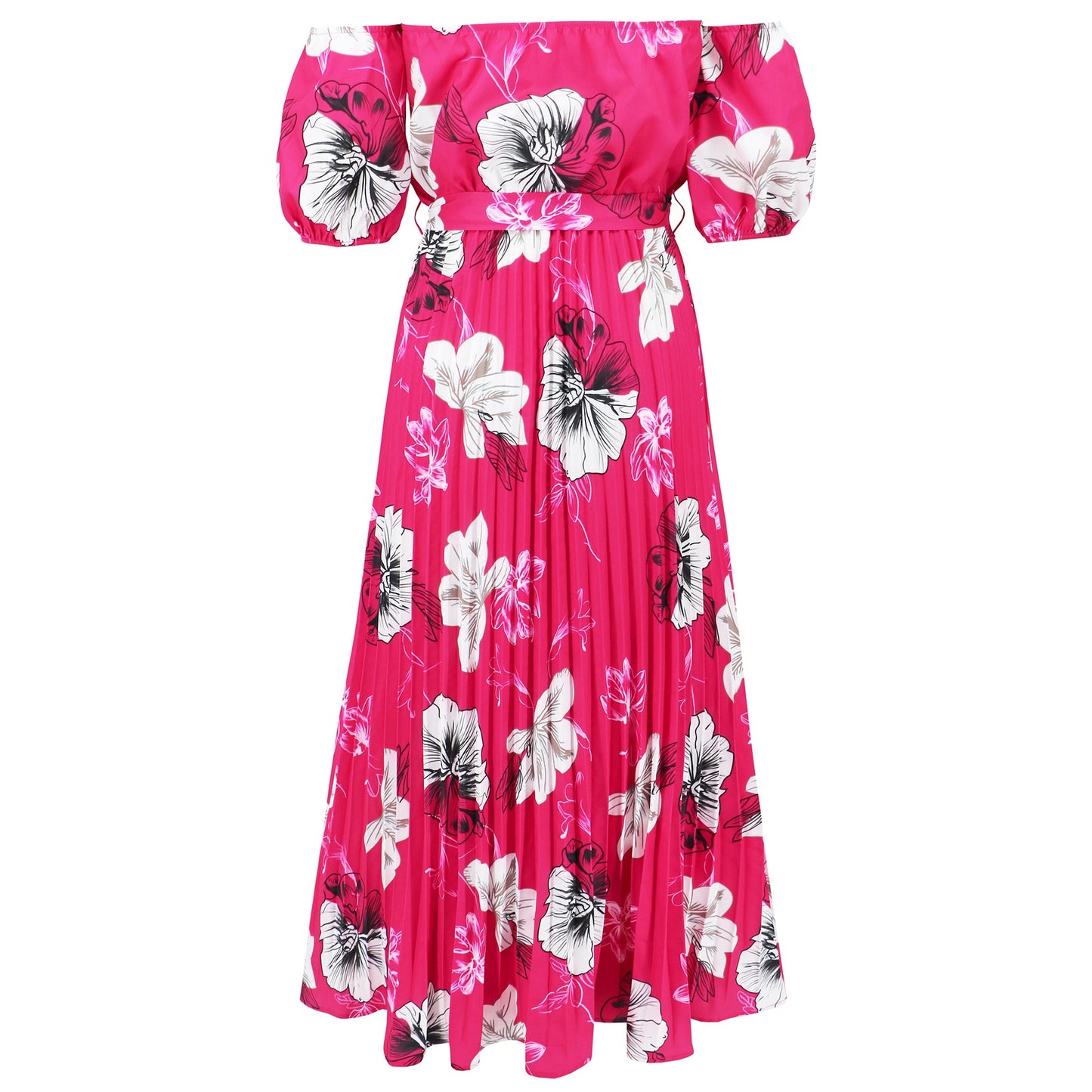 Rosalie Off the Shoulder Plisse Maxi Dress - Rose