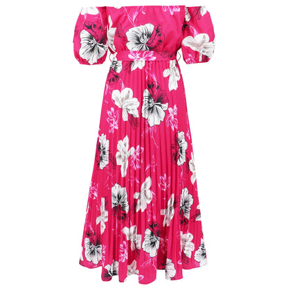 Rosalie Off the Shoulder Plisse Maxi Dress - Rose