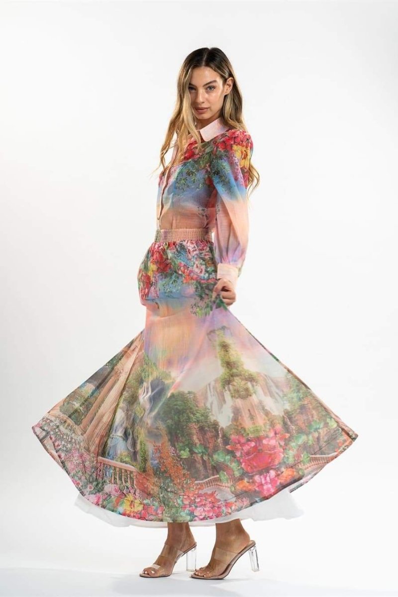 Roxanne Printed Blouse Set