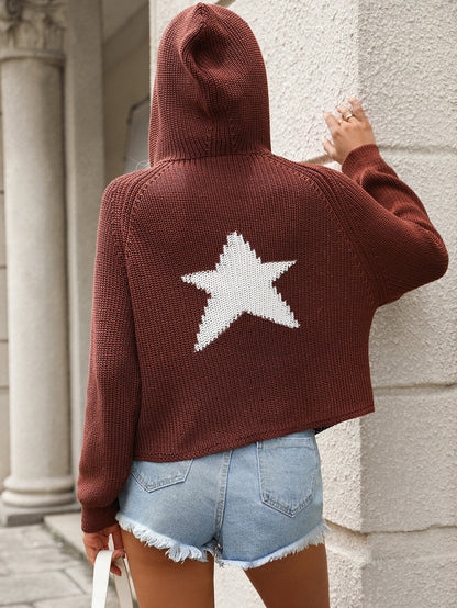 Cozy Star Hoodie Sweater - Rust
