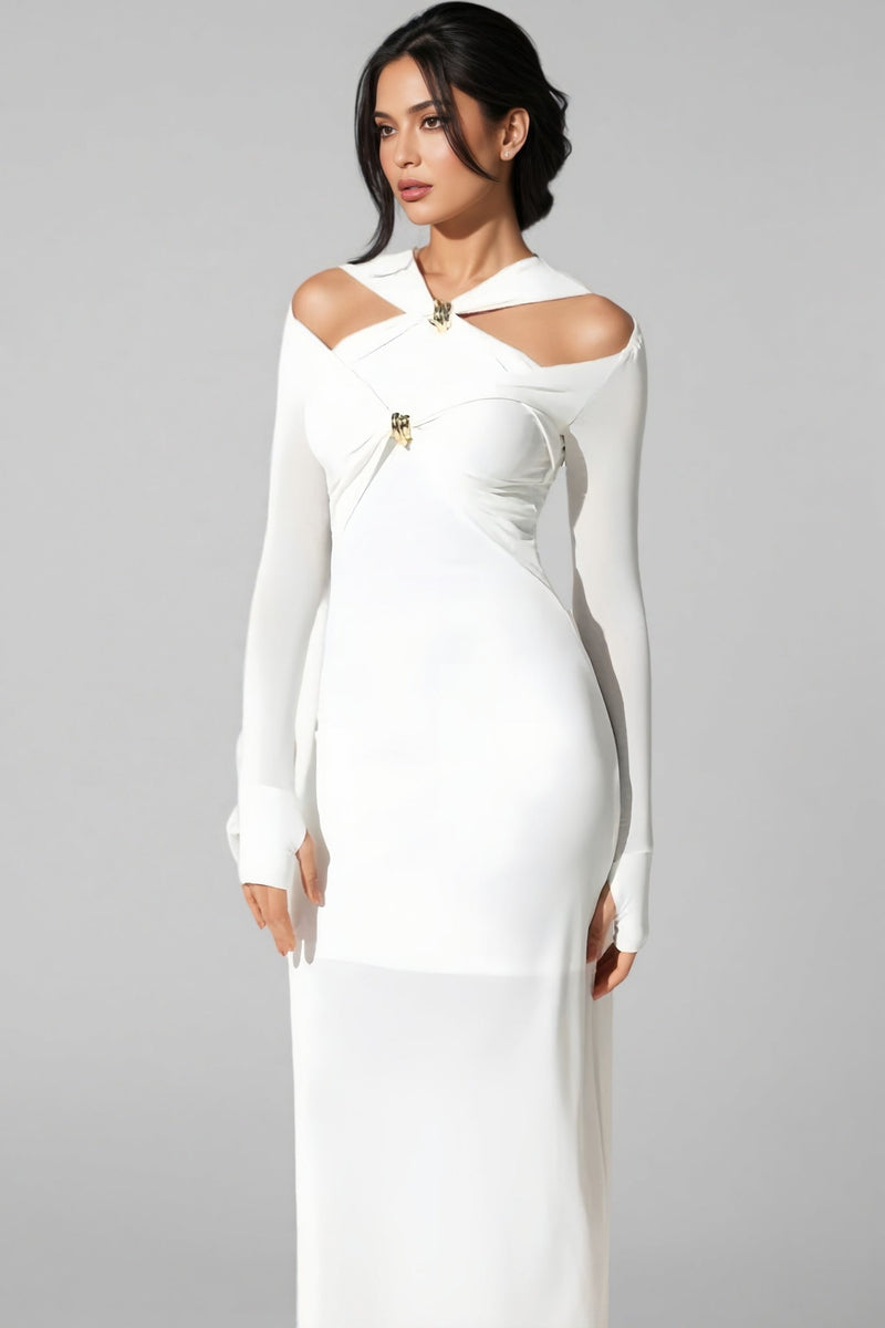 Colour Strappy Maxi Dress-white
