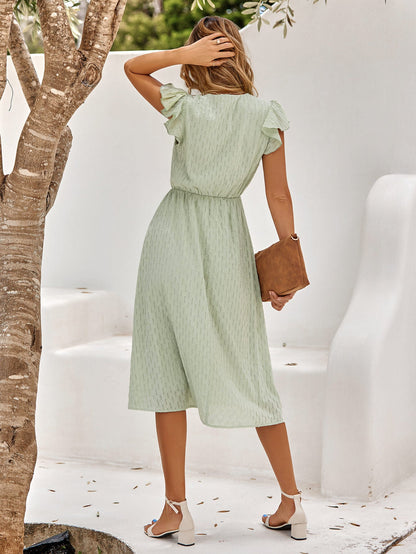 Always Falling Paisley Tiered Midi Dress - Sage