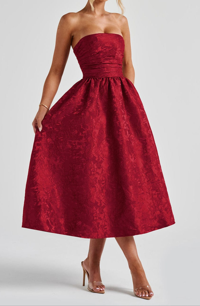 Isotta Midi Dress - Red
