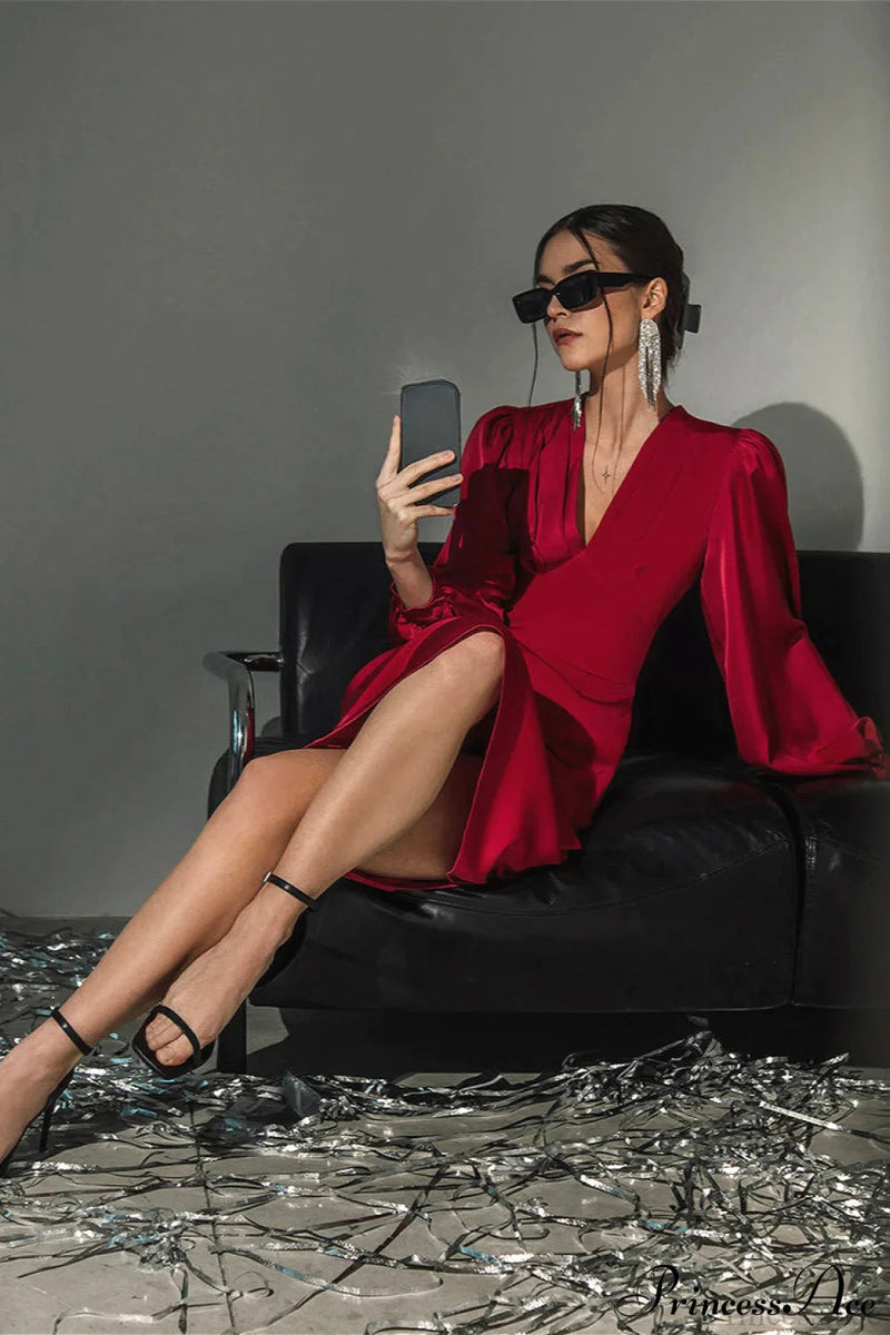 Satin Red Formal Maxi Dress
