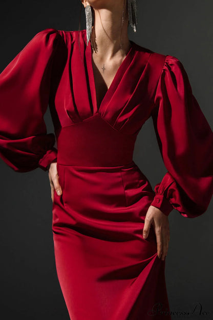Satin Red Formal Maxi Dress