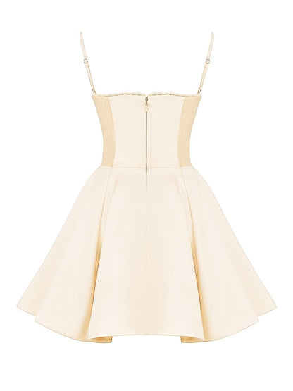 Cream Tulle Mini Dress