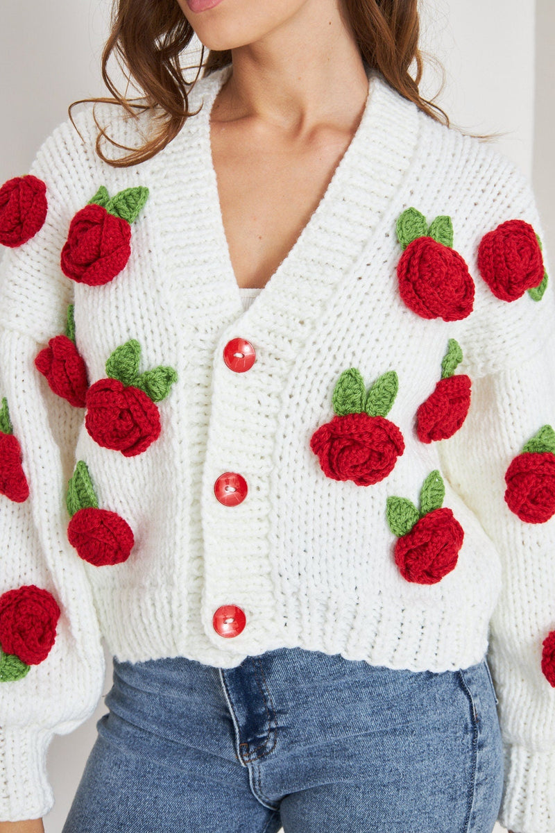 Selena Rose Knit Sweater Cardigan