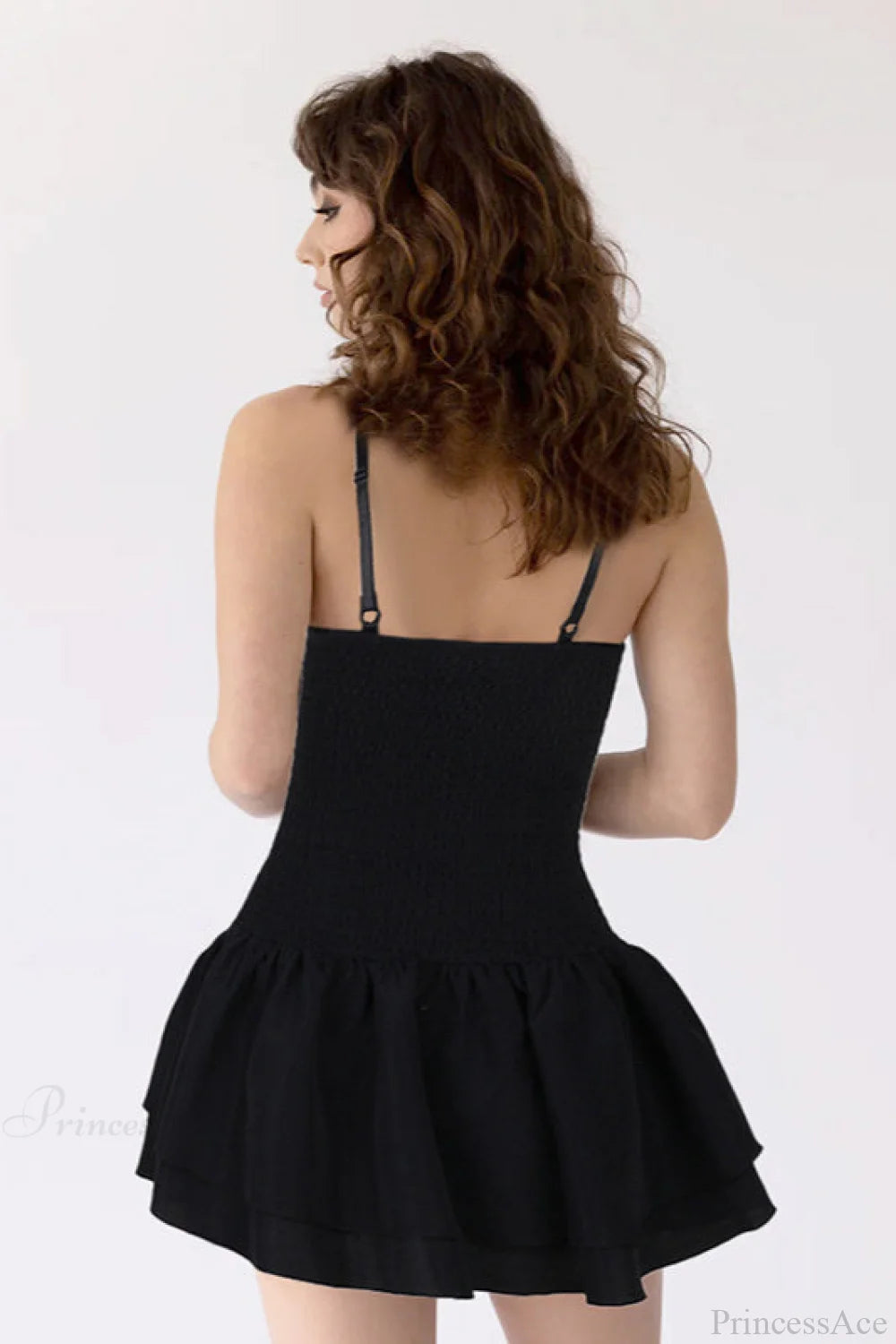 Embroidered Spaghetti Strap a Line Fitted Mini Dress
