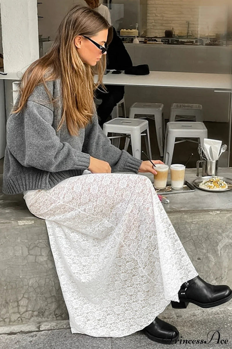 Sheer Jacquard Long Skirt