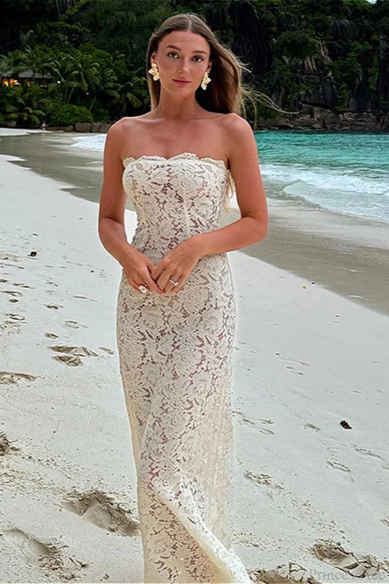 Sheer Lace Off Shoulder Maxi Dress