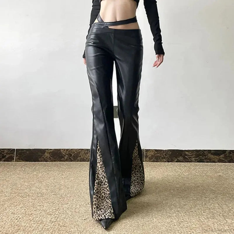 Short-waisted Gothic Panther Leather Pant
