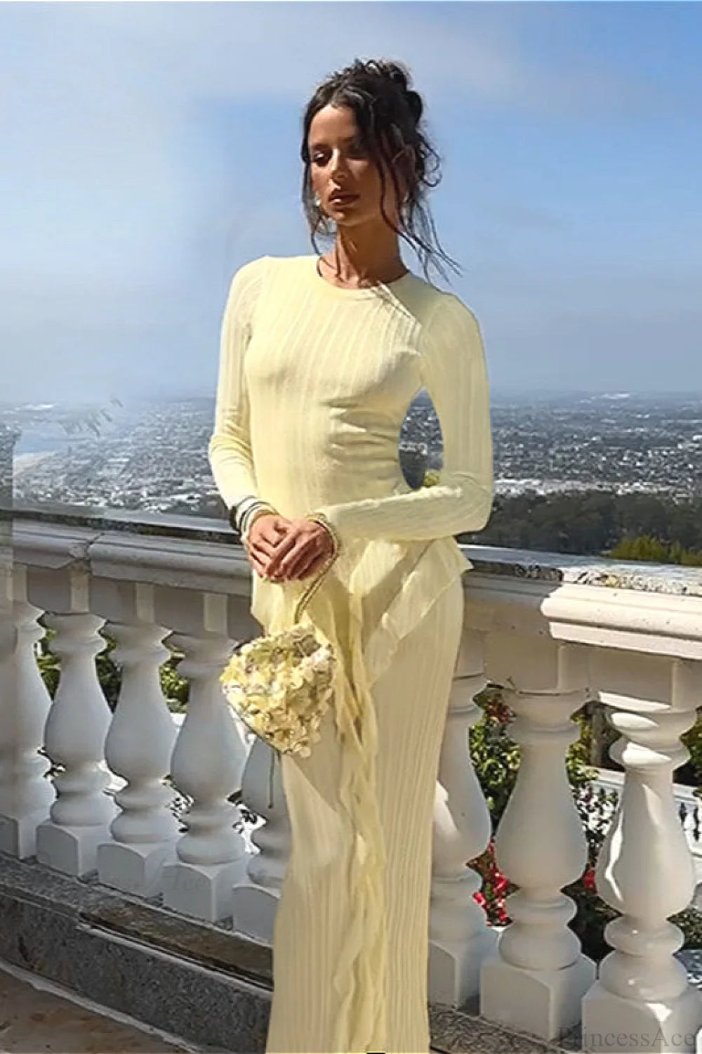Slim Ruffled Hem Maxi Dress