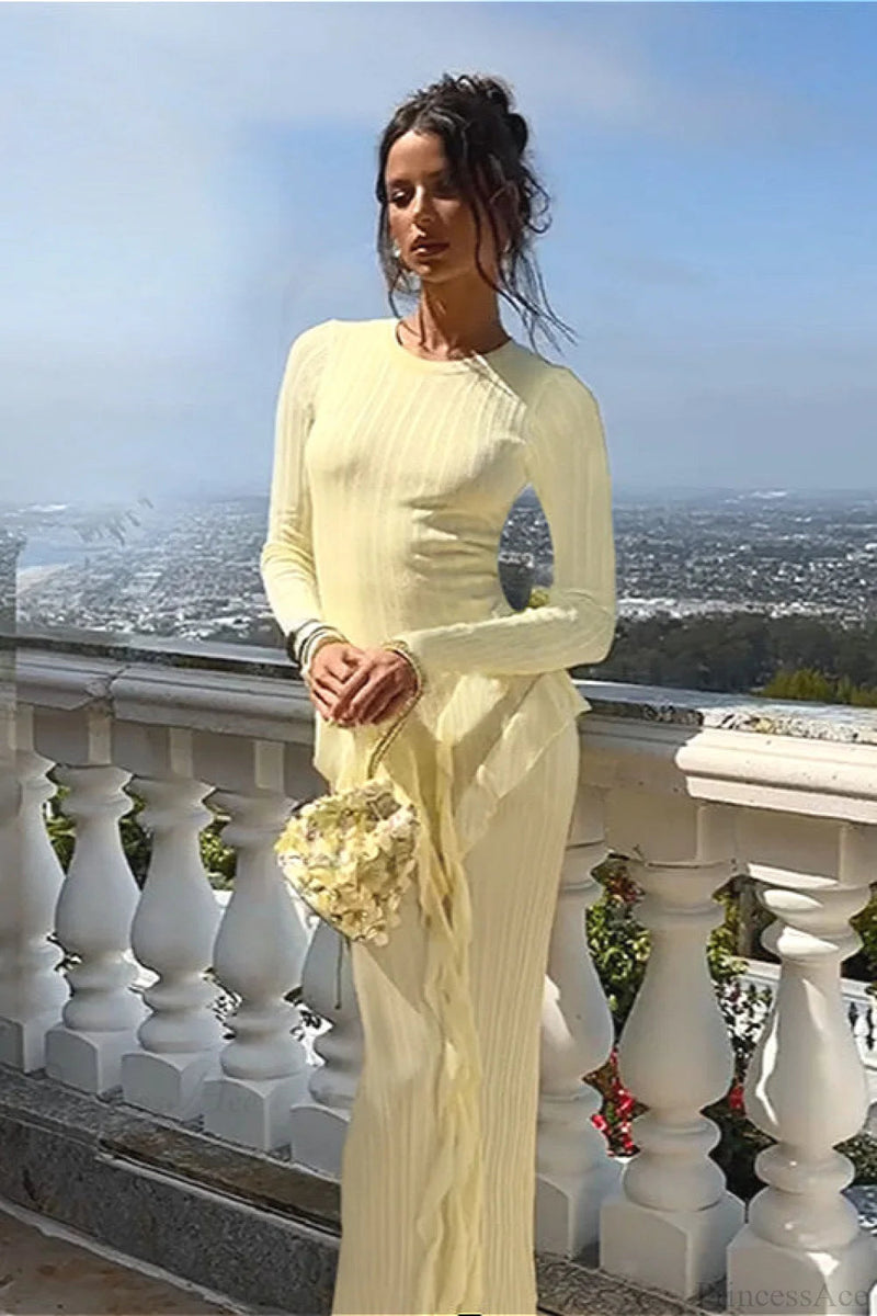 Slim Ruffled Hem Maxi Dress