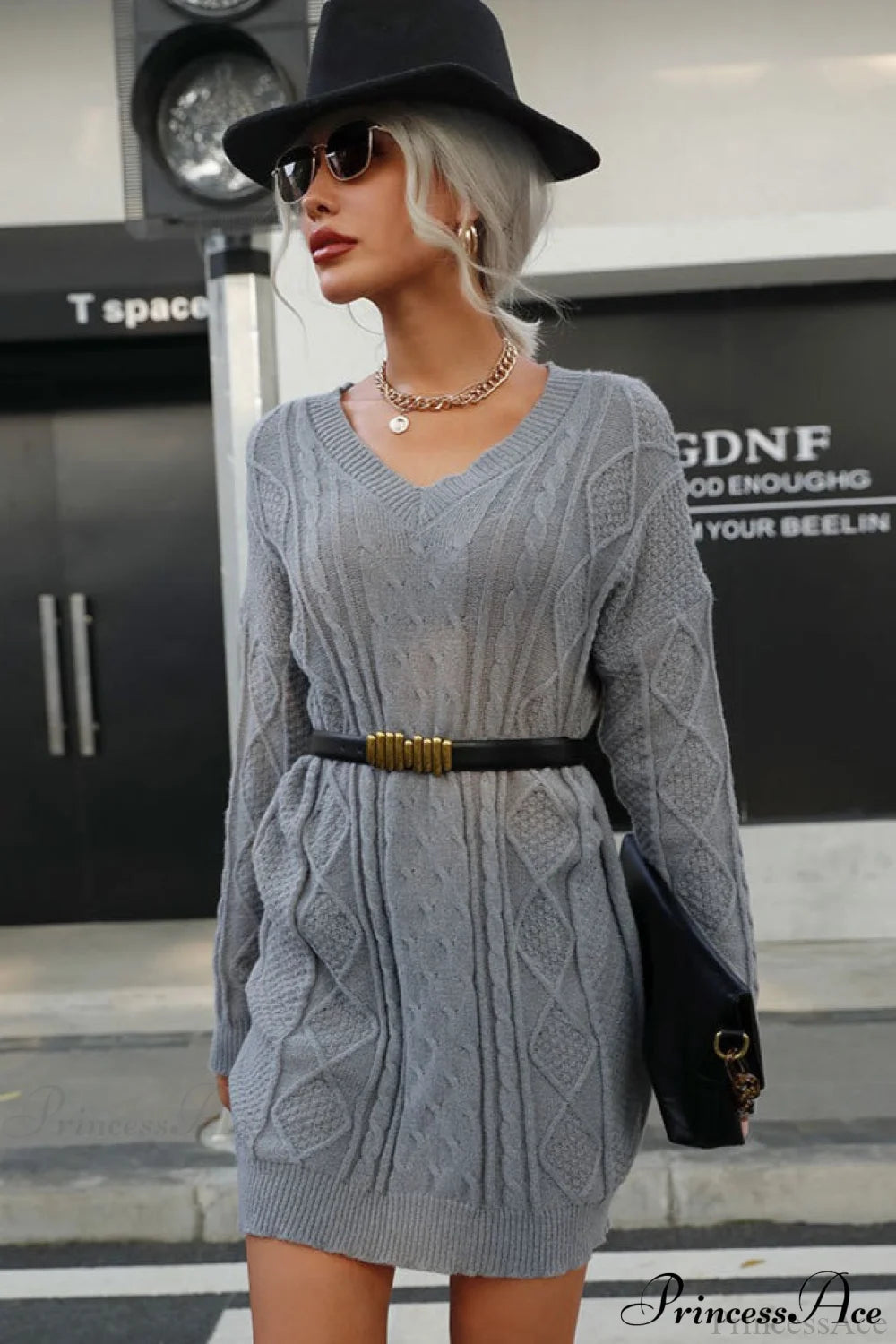 Cable-knit Wool Mini Dress