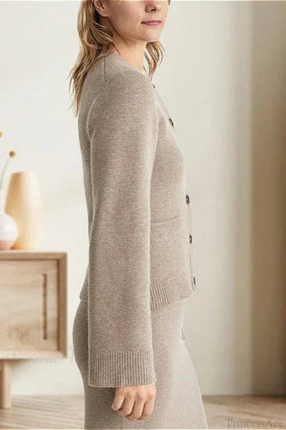Cinched Waist Minimal Cardigan Sweater