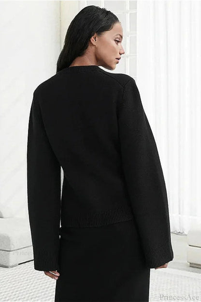 Cinched Waist Minimal Cardigan Sweater